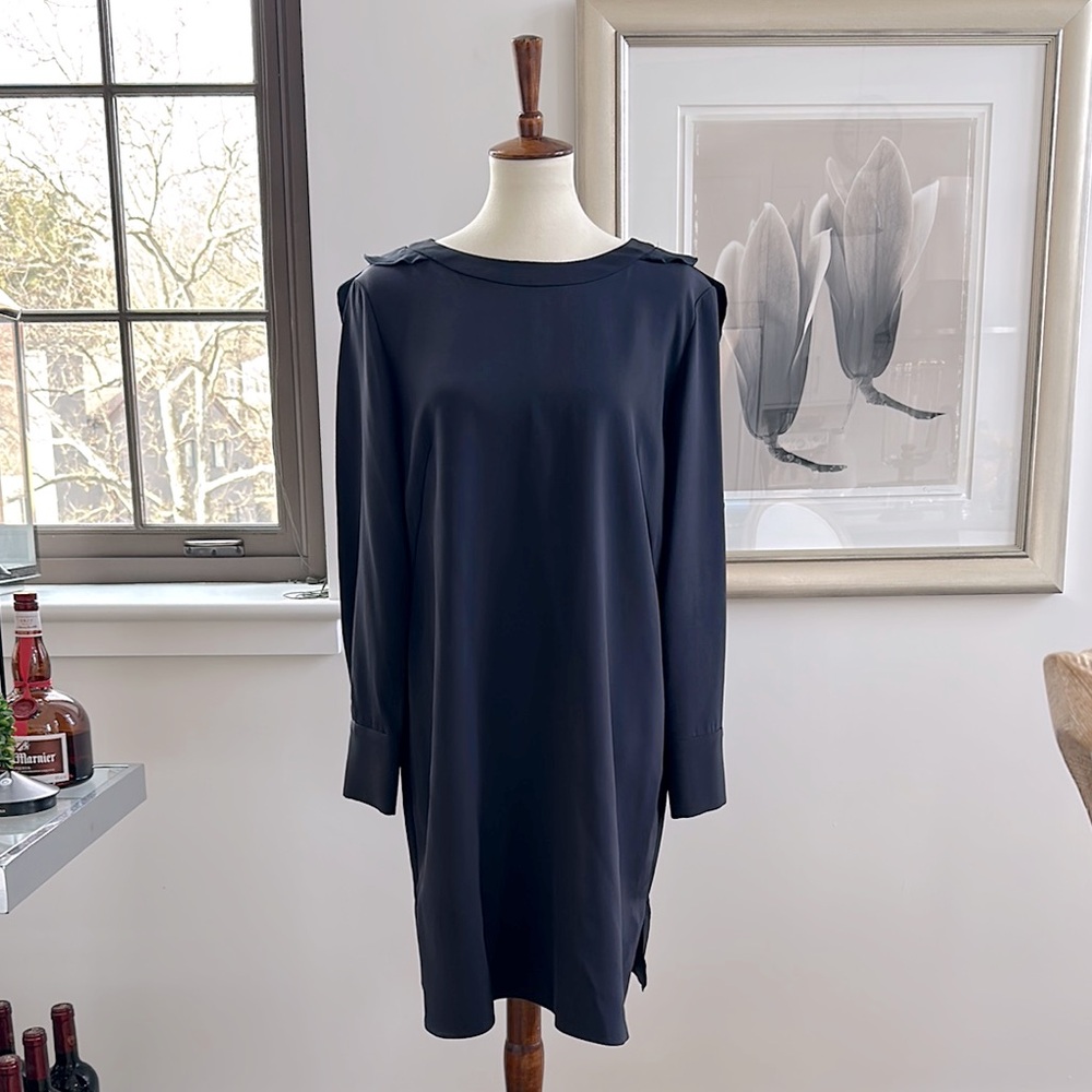 Valentina Kova Blue-Black Silk Shift Dress L